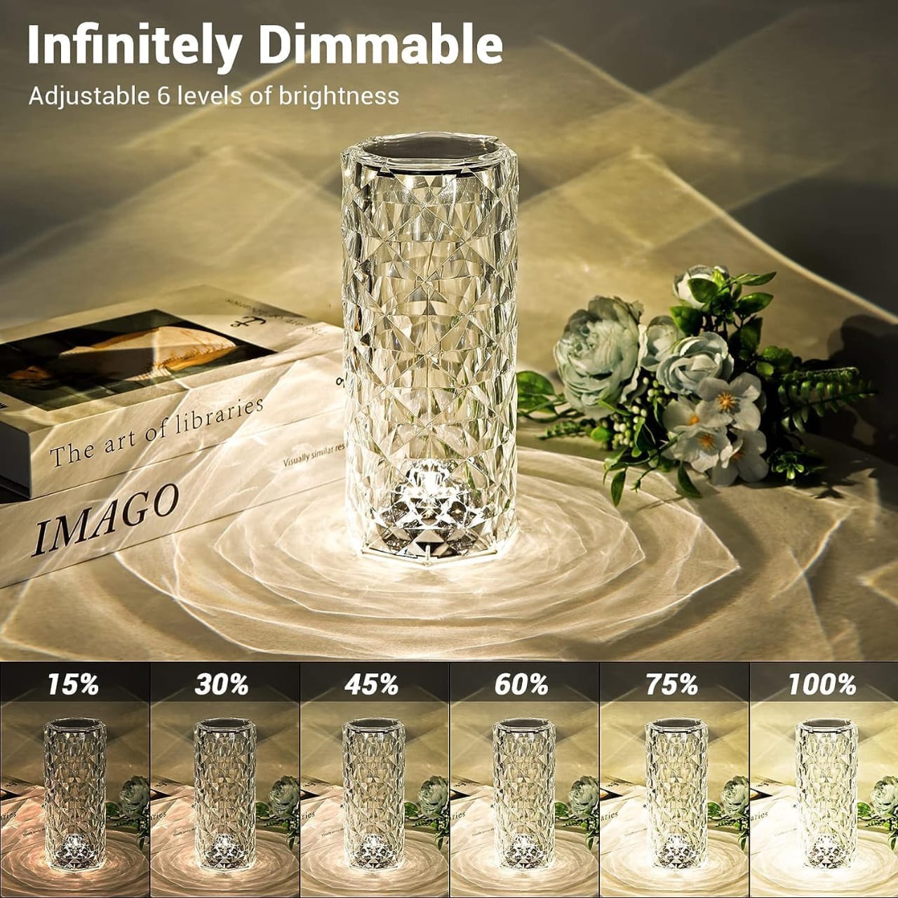 Rechargeable luxury diamond night light for gifting