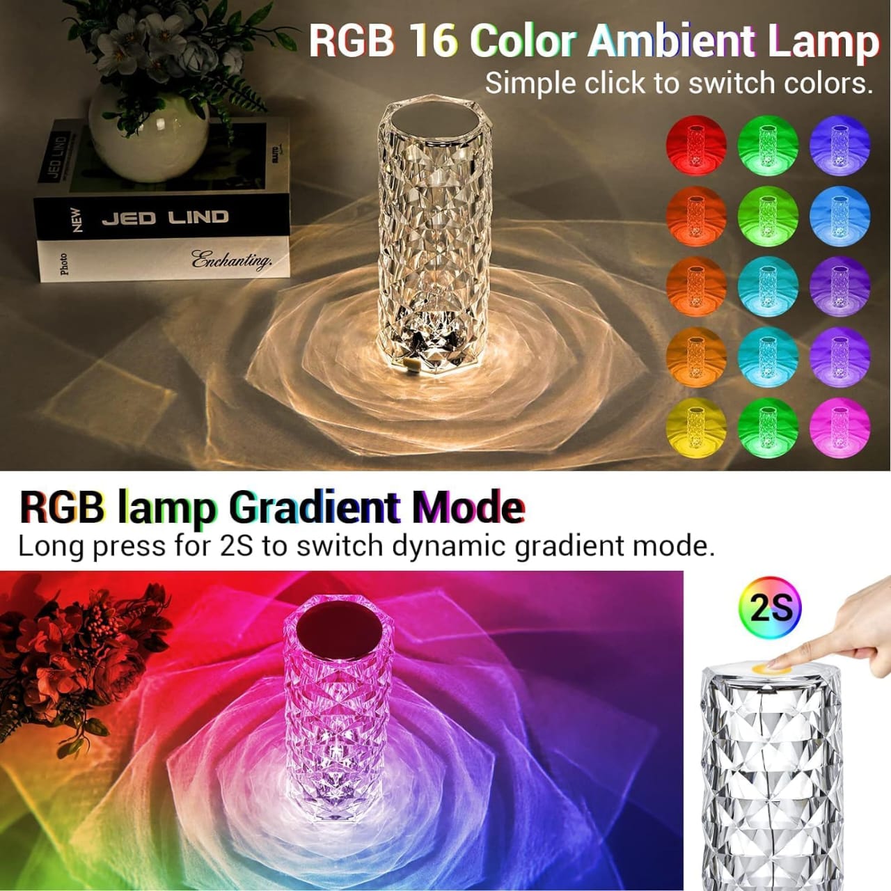 RGB 16 Color Ambient Lamp with color options and gradient mode demonstration.